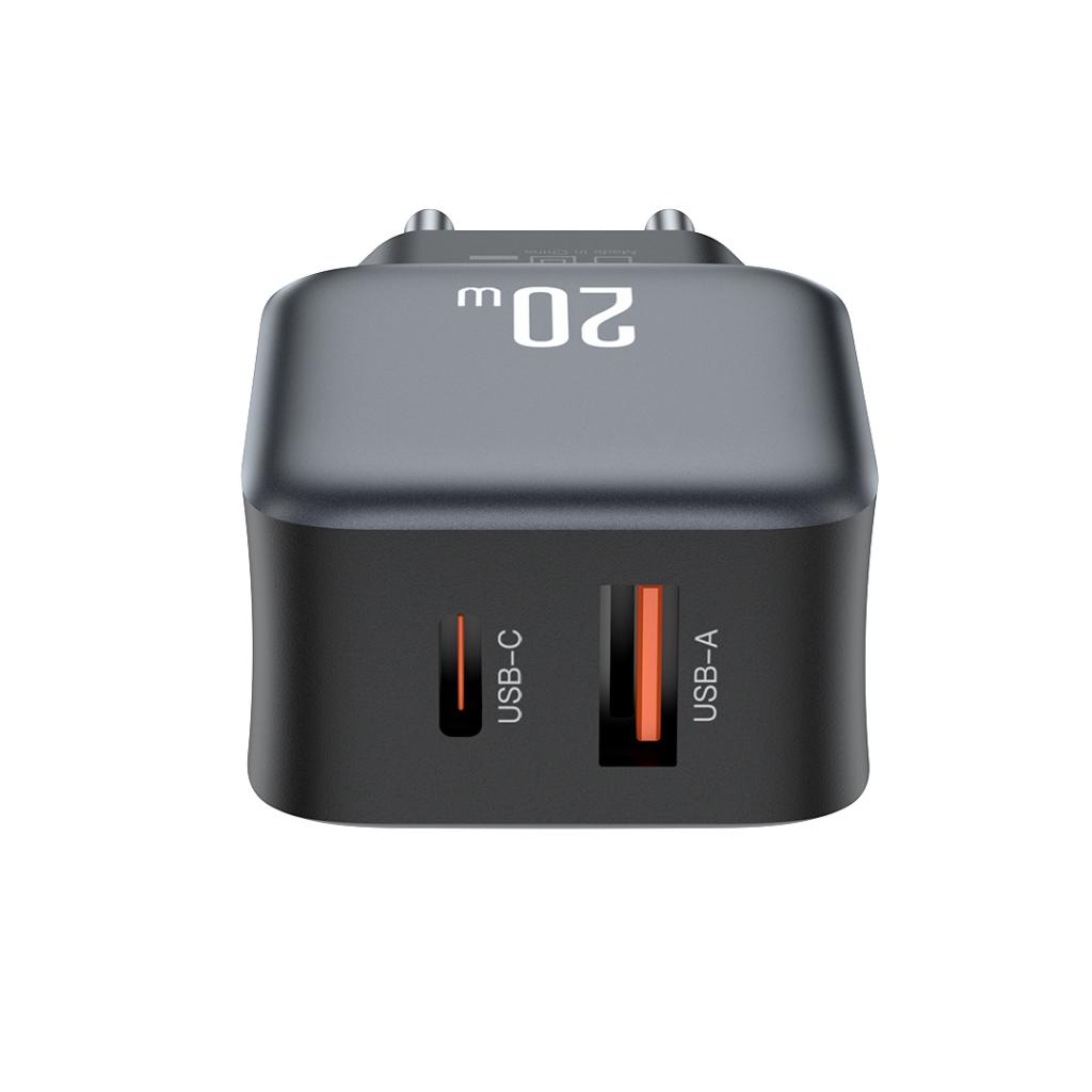 Netzladegerät mit USB-C Kabel XO Design L154, 20W, 3A, 1 x USB-A - 1 x USB-C, Schwarz