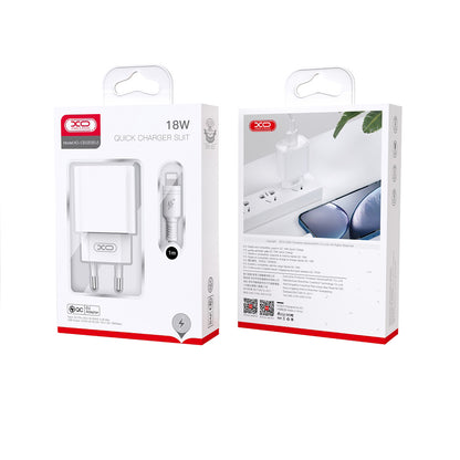 Netzladegerät mit Lightning-Kabel XO Design CE02D, 18W, 3A, 1 x USB-A, Weiß