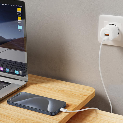 Netzladegerät mit USB-C Kabel XO Design L151, 30W, 3A, 1 x USB-A - 1 x USB-C, Weiß