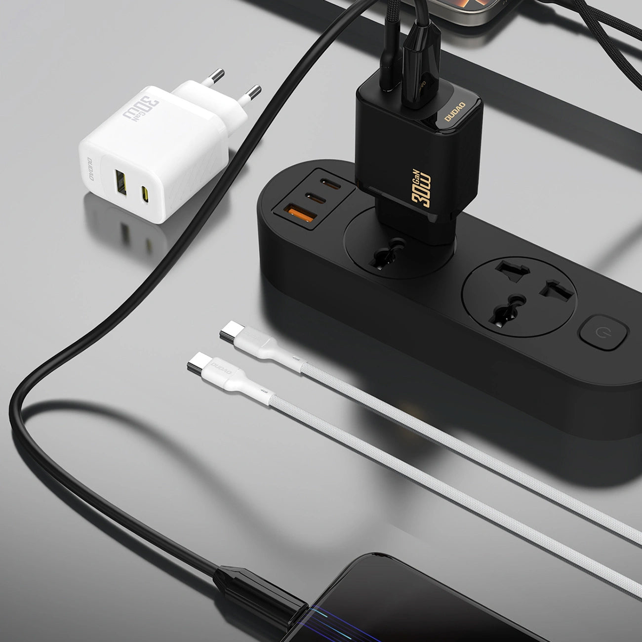 Chargeur réseau avec câble USB-C Dudao A27TCEU, 30W, 1 x USB-A - 1 x USB-C, Noir