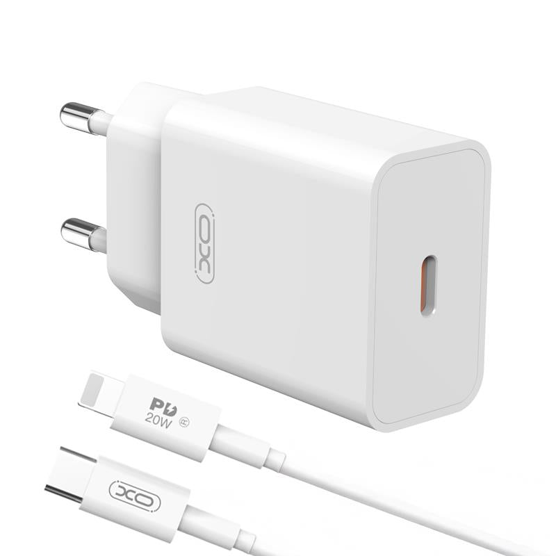Netzteil mit Lightning-Kabel XO Design L126, 20W, 3A, 1 x USB-C, Weiß