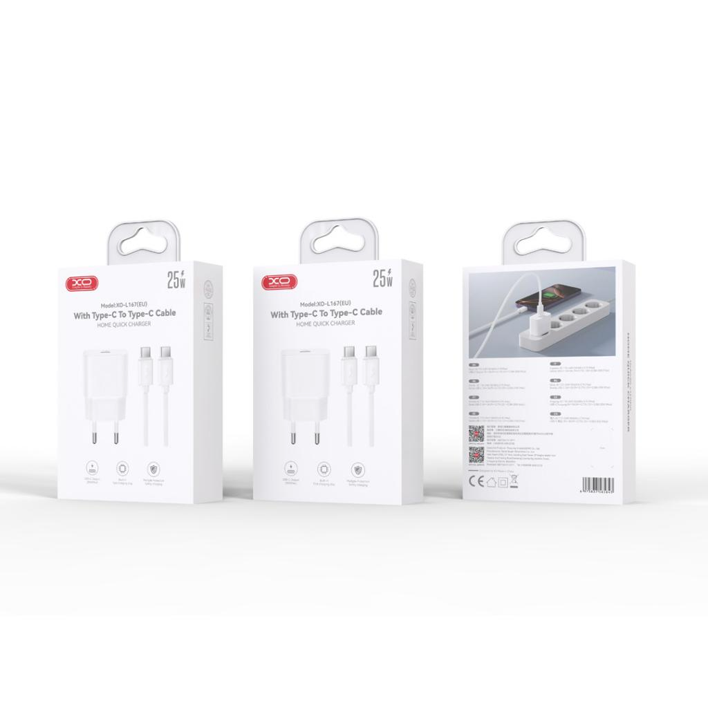 Netzladegerät mit USB-C Kabel XO Design L167, 25W, 3A, 1 x USB-C, Weiß