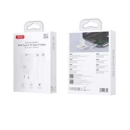 Netzteil mit USB-C-Kabel XO Design CE42, 30W, 3A, 1 x USB-A - 1 x USB-C, Weiß