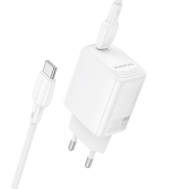 Netzladegerät mit USB-C Kabel Borofone BN26 Fuente, 20W, 3A, 1 x USB-C, Weiß