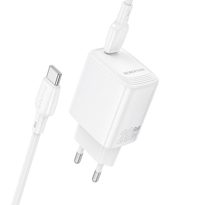 Netzladegerät mit USB-C Kabel Borofone BN26 Fuente, 20W, 3A, 1 x USB-C, Weiß