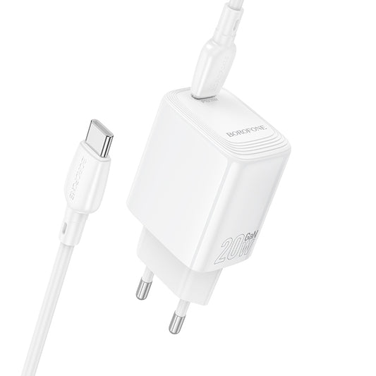 Chargeur réseau avec câble USB-C Borofone BN26 Fuente, 20W, 3A, 1 x USB-C, Blanc
