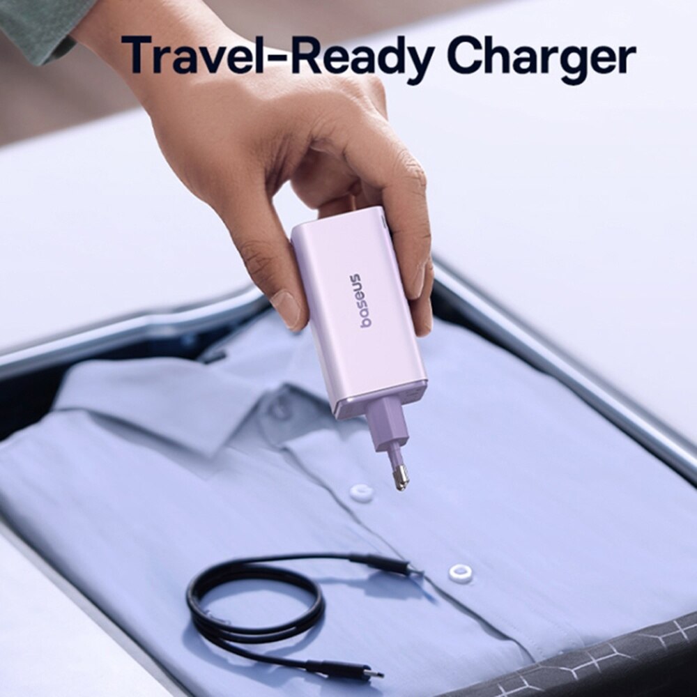 Chargeur réseau avec câble USB-C Baseus GaN6 Pro, 100W, 3.25A, 2 x USB-A - 2 x USB-C, Mauve P10162705532-00