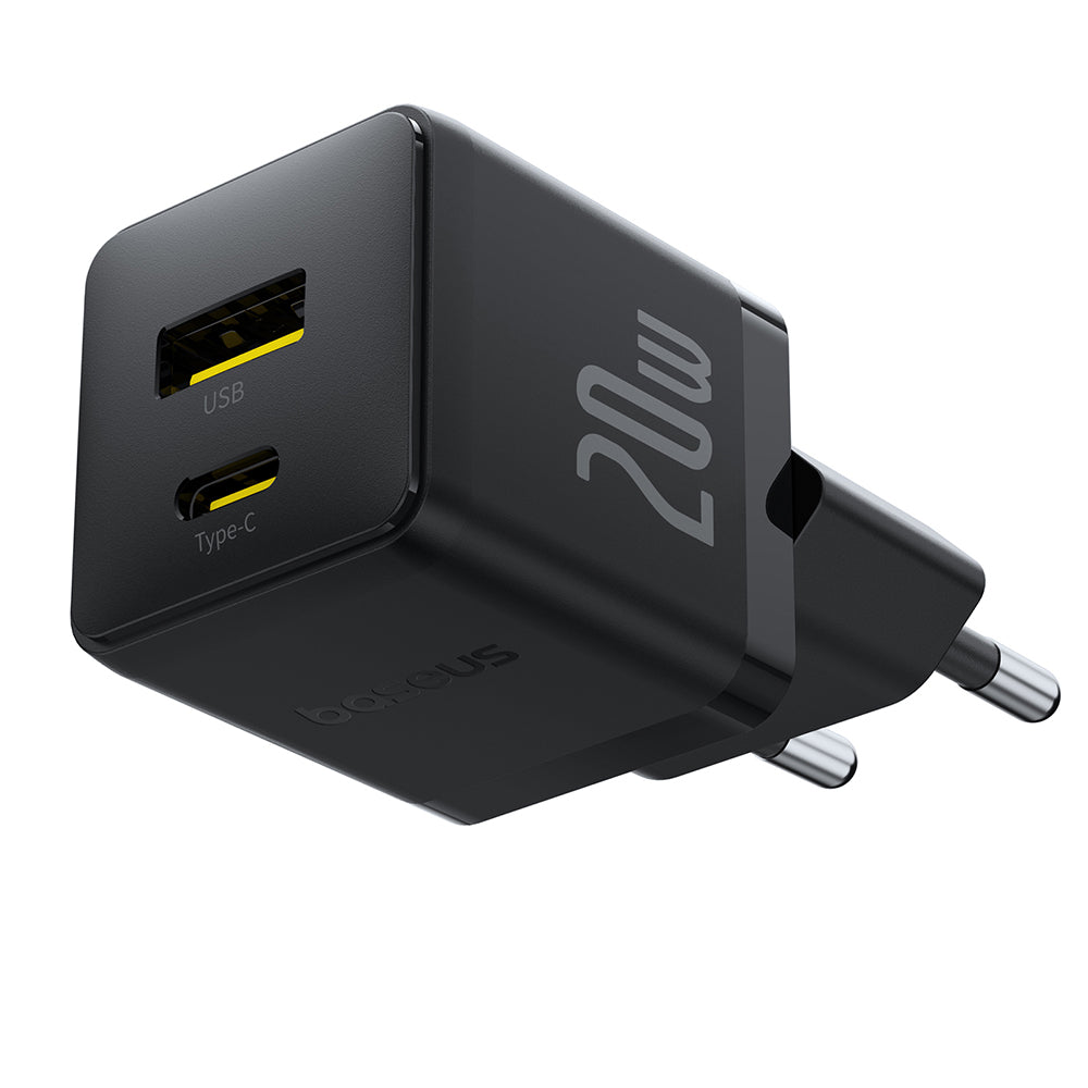 Chargeur Réseau avec Câble USB-C Baseus Palm, 20W, 3A, 1 x USB-A - 1 x USB-C, Noir P10111608113-01