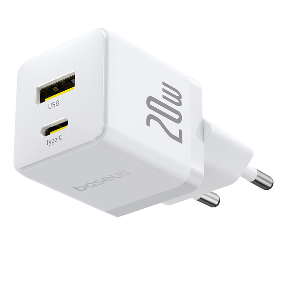 Chargeur Réseau avec Câble USB-C Baseus Palm, 20W, 3A, 1 x USB-A - 1 x USB-C, Blanc P10111608213-01