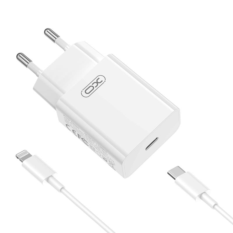 Netzteil mit Lightning-Kabel XO Design L126, 20W, 3A, 1 x USB-C, Weiß
