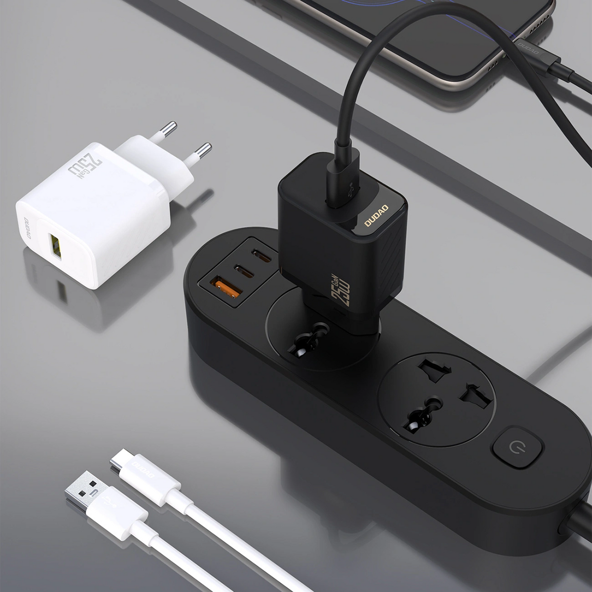 Netzteil mit USB-C-Kabel Dudao A27STEU, 25W, 3A, 1 x USB-A, Schwarz