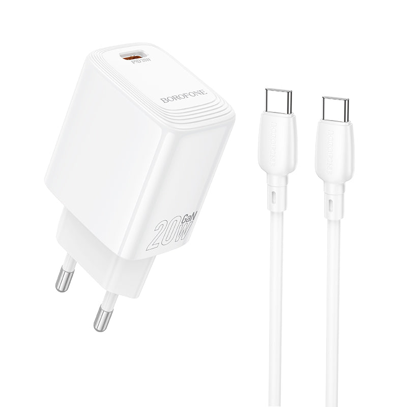 Netzladegerät mit USB-C Kabel Borofone BN26 Fuente, 20W, 3A, 1 x USB-C, Weiß