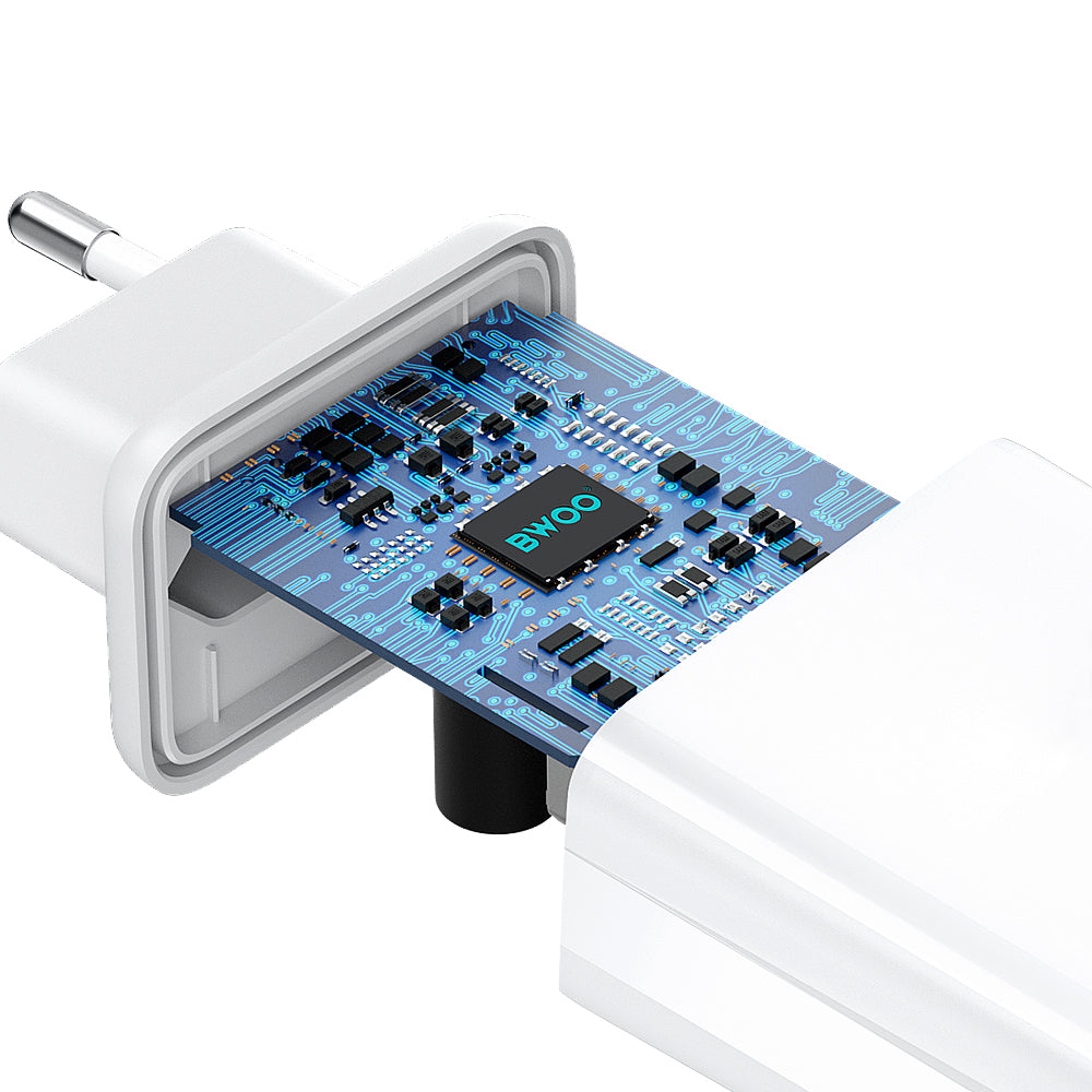 Network Charger with USB-C Cable BWOO CDA182, 38W, 3A, 1 x USB-A - 1 x USB-C, White