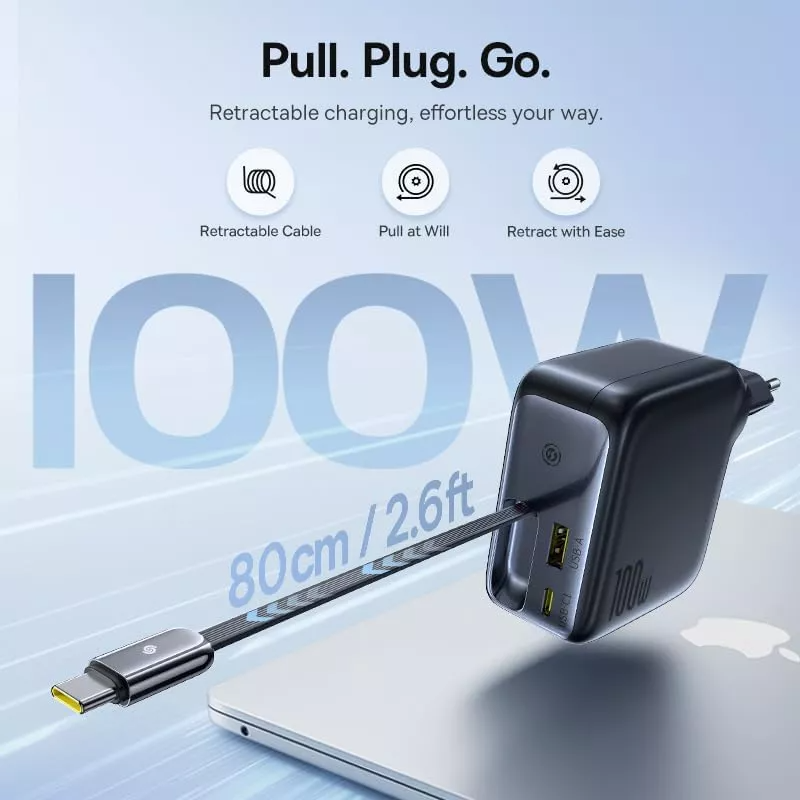 Netzladegerät mit USB-C Kabel Baseus EnerCore CJ11, 100W, 1 x USB-A - 2 x USB-C, Schwarz E0120M00