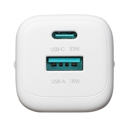 Chargeur secteur avec câble USB-C Joyroom JR-TG7, 33W, 3A, 1 x USB-A - 1 x USB-C, Blanc