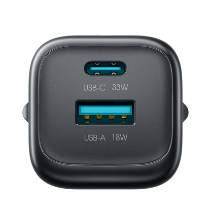 Joyroom JR-TG7 Network Charger with Lightning Cable, 33W, 3A, 1 x USB-A - 1 x USB-C, Black