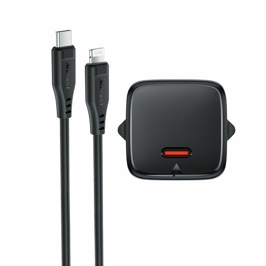 Netzteil mit Lightning-Kabel Acefast A118, 30W, 3A, 1 x USB-C, Schwarz