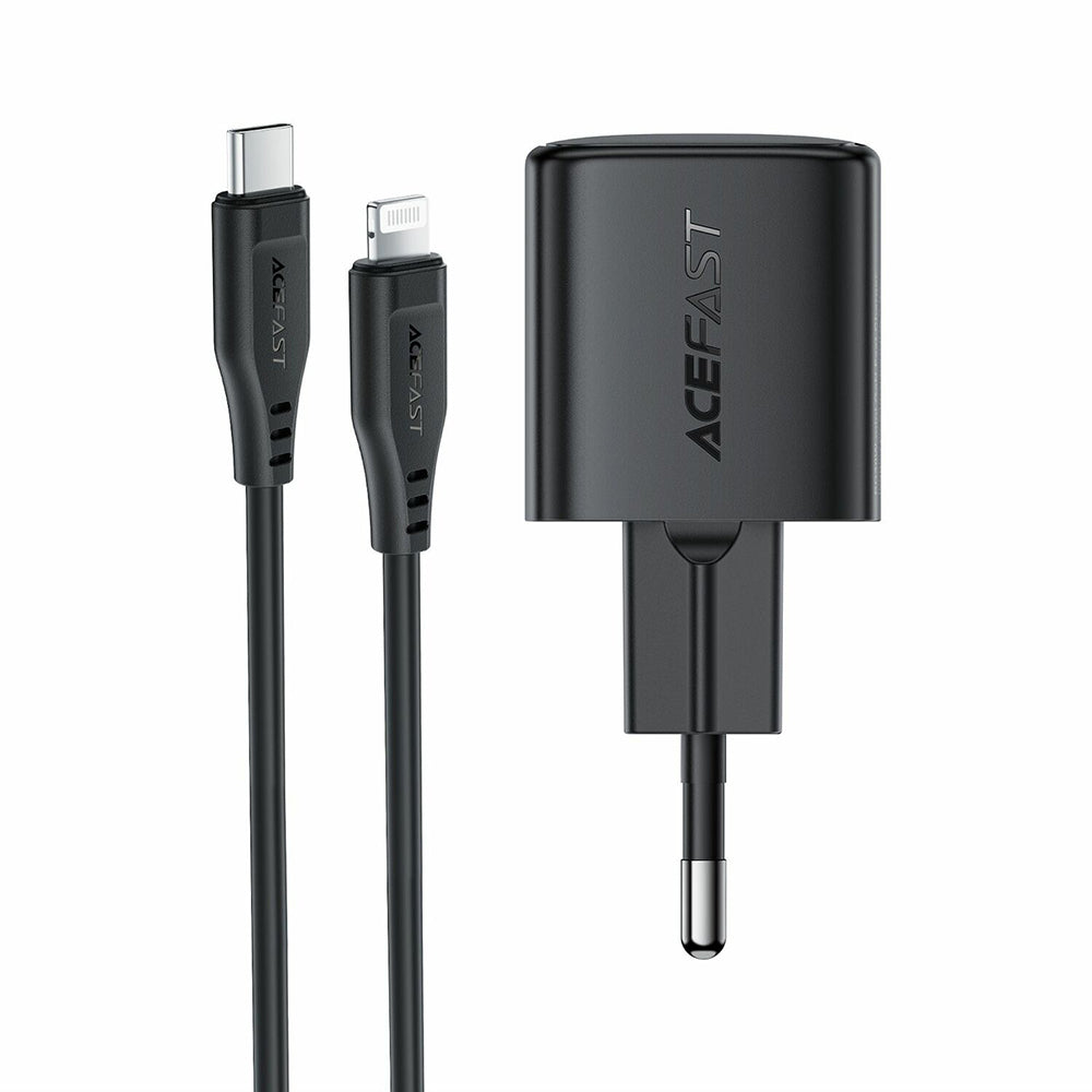 Chargeur secteur avec câble Lightning Acefast A118, 30W, 3A, 1 x USB-C, Noir