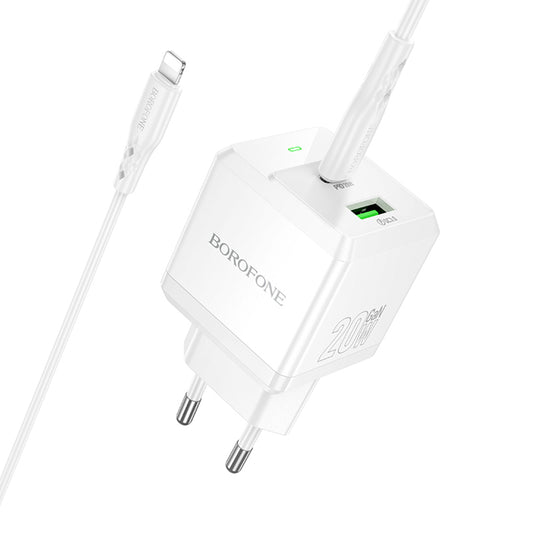 Netzladegerät mit Lightning-Kabel Borofone BN19 Intenso, 20W, 3A, 1 x USB-A - 1 x USB-C, Weiß