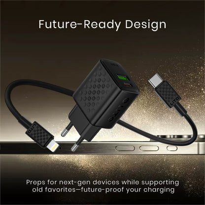 Chargeur réseau avec câble Lightning Lito LC15L, 20W, 3A, 1 x USB-A - 1 x USB-C, Noir