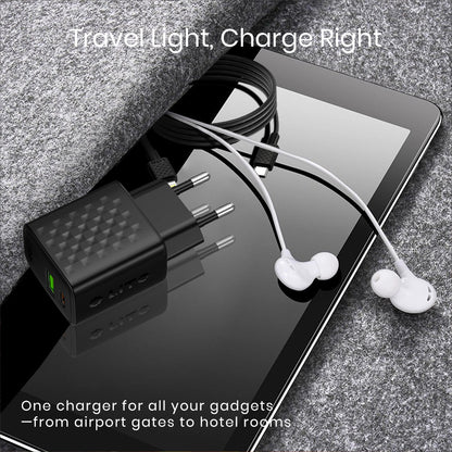 Chargeur réseau avec câble Lightning Lito LC15L, 20W, 3A, 1 x USB-A - 1 x USB-C, Noir