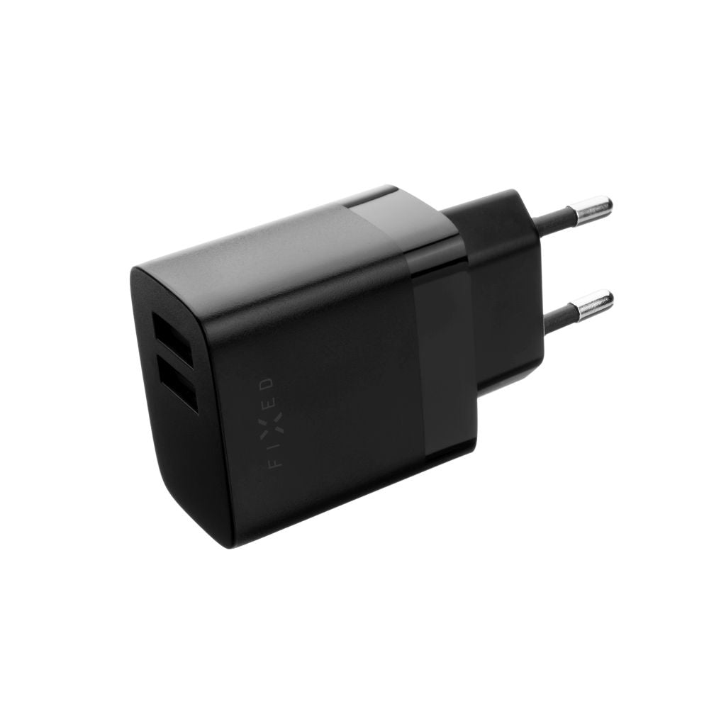 Chargeur réseau avec câble microUSB Fixed, 17W, 3A, 2 x USB-A, Noir
