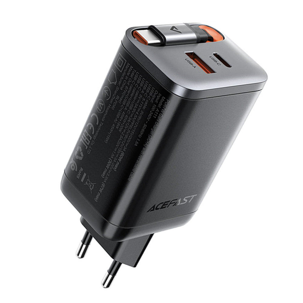 Netzladegerät mit USB-C Kabel Acefast A111, 67W, 3A, 1 x USB-A - 1 x USB-C, Schwarz