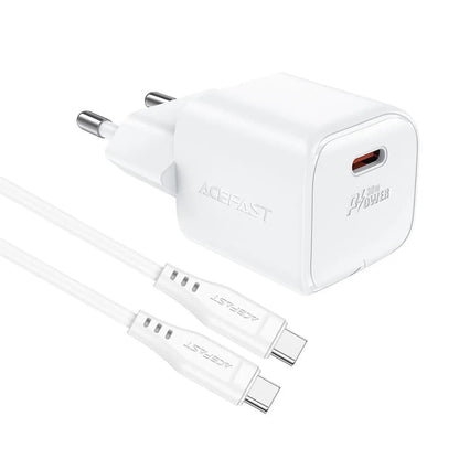 Netzladegerät mit USB-C Kabel Acefast A77, 30W, 3A, 1 x USB-C, Weiß