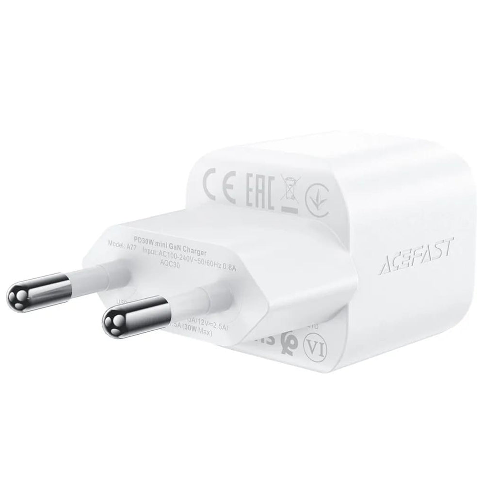 Netzladegerät mit USB-C Kabel Acefast A77, 30W, 3A, 1 x USB-C, Weiß