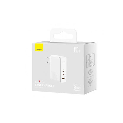 Netzladegerät mit USB-C Kabel Baseus GaN5 Pro, 140W, 5A, 1 x USB-A - 2 x USB-C, Weiß CCGP100202