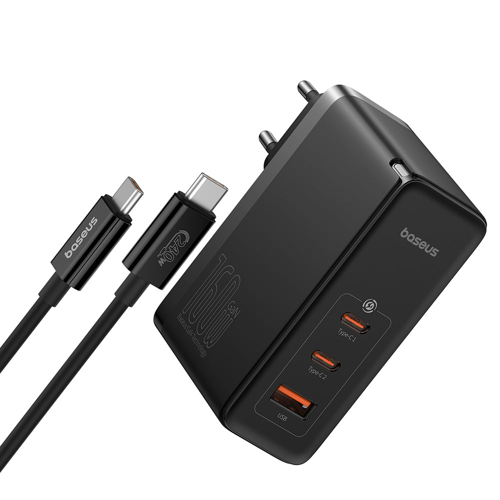 Netzladegerät mit USB-C Kabel Baseus GaN5 Pro, 160W, 5A, 1 x USB-A - 2 x USB-C, Schwarz P10110825113-00