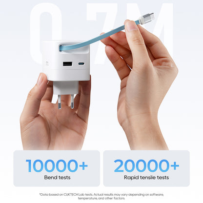Netzteil mit USB-C-Kabel Cuktech, 67W, 3,25A, 1 x USB-A - 1 x USB-C, Weiß CUKA653WEUWT