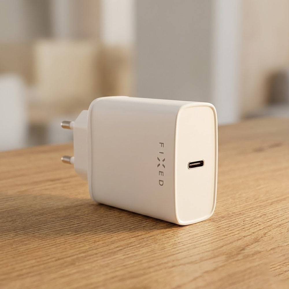 Chargeur réseau avec câble USB-C Fixed, 20W, 3A, 1 x USB-C, Blanc