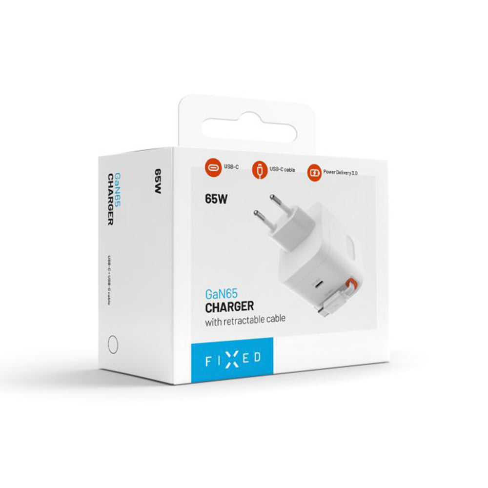 Chargeur réseau avec câble USB-C Fixed, 65W, 3.25A, 1 x USB-C, Noir