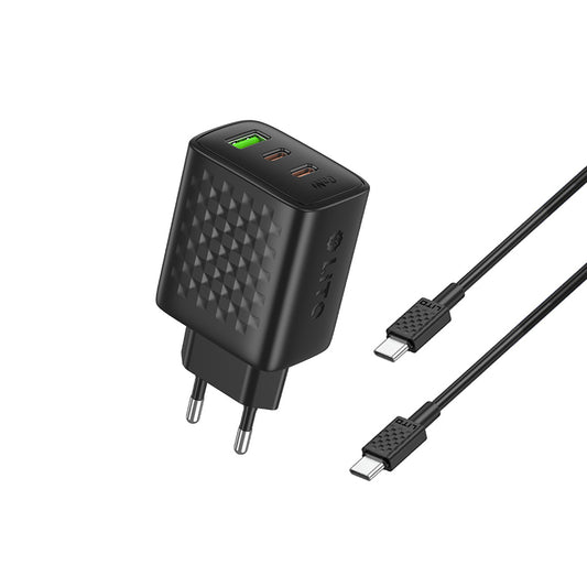 Chargeur réseau avec câble USB-C Lito LC25T, 65W, 3.25A, 1 x USB-A - 2 x USB-C, Noir