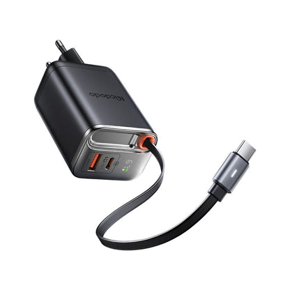 Chargeur réseau avec câble USB-C McDodo CH-4100 FreeGo Display, 67W, 3.35A, 1 x USB-A - 1 x USB-C, Noir