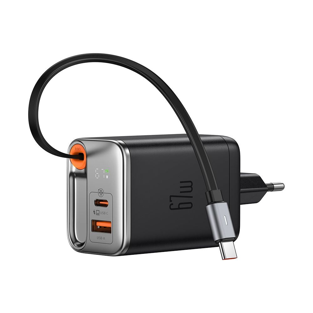Chargeur réseau avec câble USB-C McDodo CH-4100 FreeGo Display, 67W, 3.35A, 1 x USB-A - 1 x USB-C, Noir