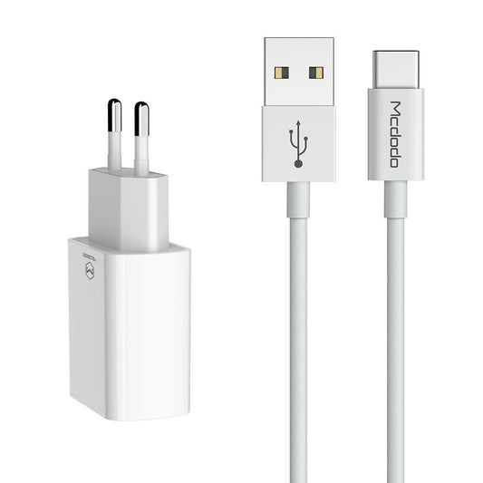 Netzladegerät mit USB-C Kabel McDodo CH-6721 Angebot, 12W, 2.4A, 2 x USB-A, Weiß