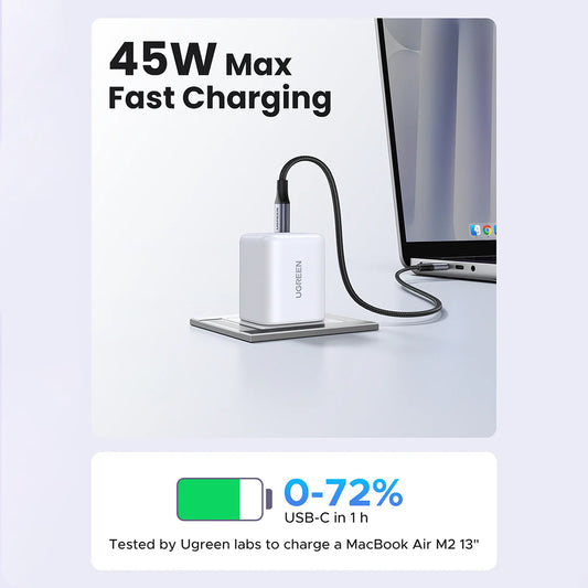 Netzteil mit USB-C-Kabel UGREEN X524 (65055), 45W, 3A, 1 x USB-C, Weiß