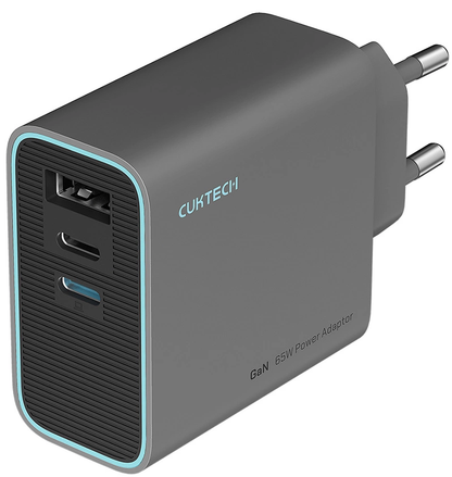 Netzladegerät Cuktech, 65W, 3A, 1 x USB-A - 2 x USB-C, Grau CUKAD653EUGR