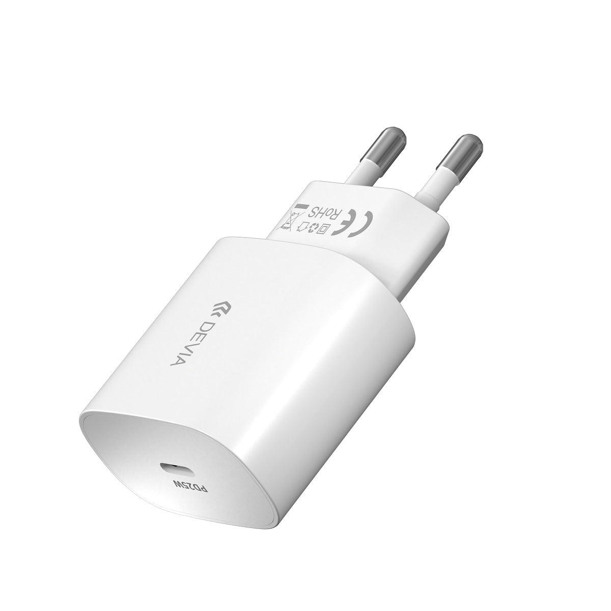 Chargeur réseau avec câble USB-C DEVIA RLC-383, 25W, 3A, 1 x USB-C, Blanc
