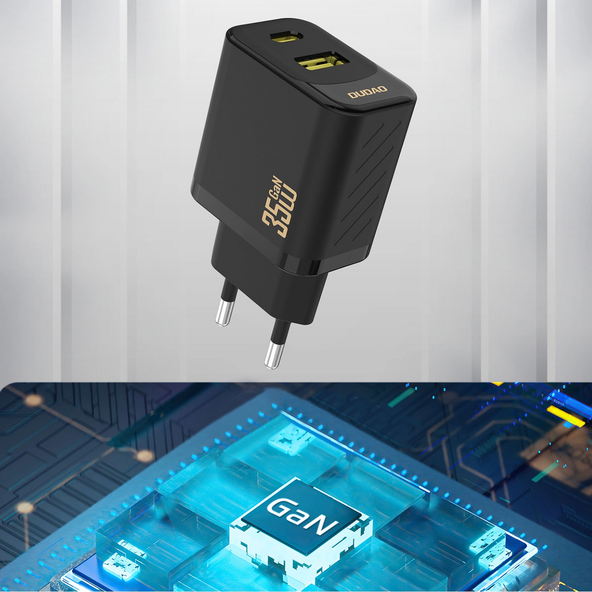 Dudao A27 Max Network Charger, 35W, 1 x USB-A - 1 x USB-C, Black
