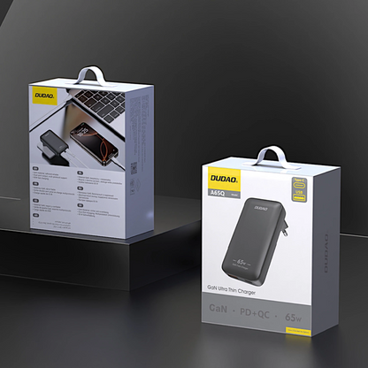 Dudao A65Q Travel Netzladegerät, 65W, 3.25A, 1 x USB-A - 1 x USB-C, Schwarz