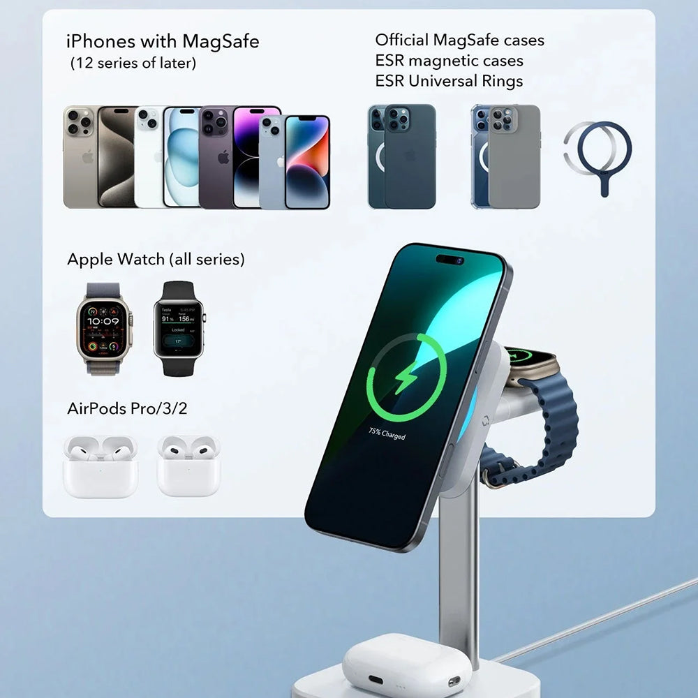 ESR CryoBoost 3in1 Wireless Netzladegerät, 25W, 1.67A, Schwarz