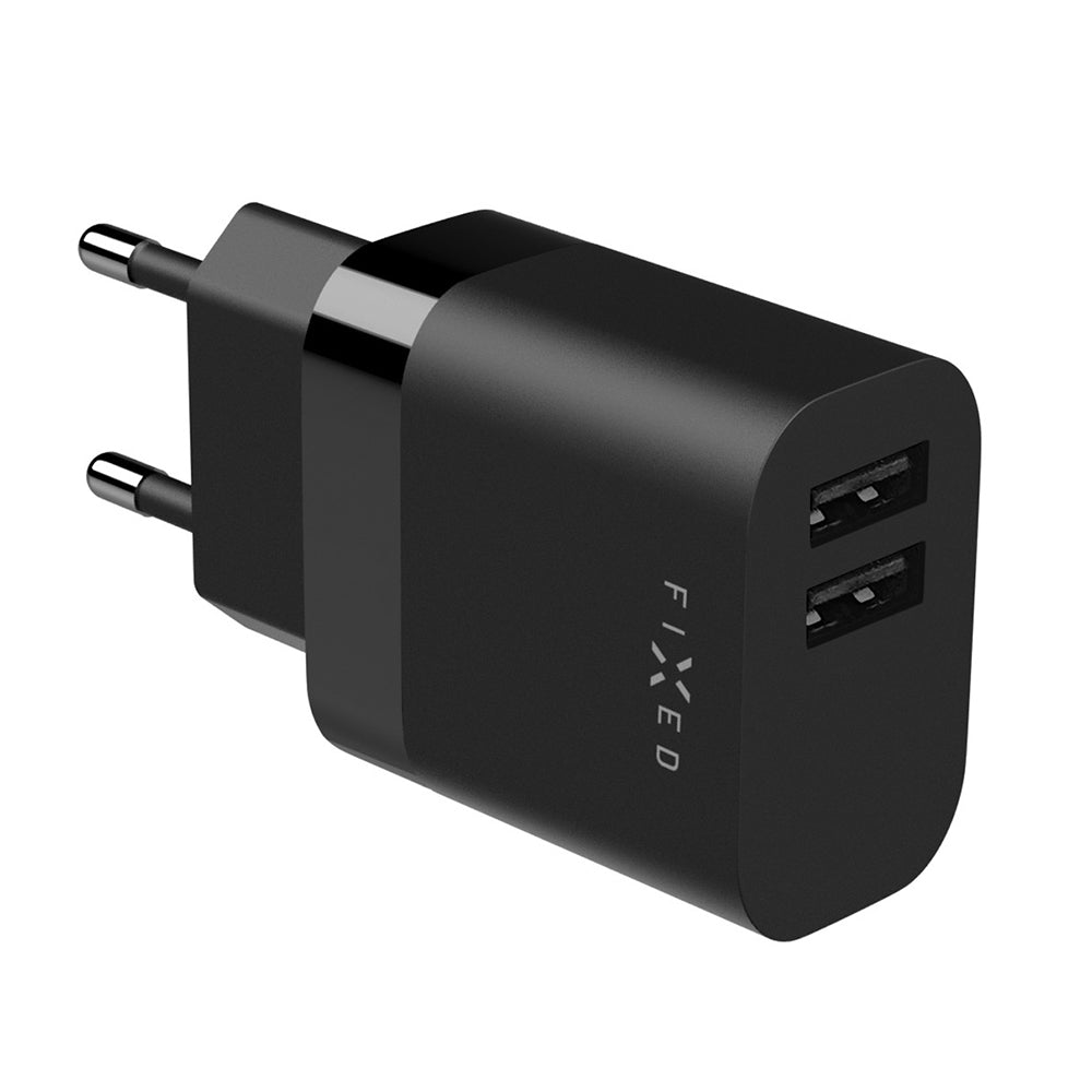 Chargeur Réseau Fixed, 17W, 3A, 2 x USB-A, Noir
