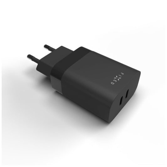 Netzladegerät Fixed, 35W, 3A, 2 x USB-C, Schwarz