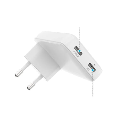 Netzladegerät Fixed Slim, 45W, 3A, 2 x USB-C, Weiß