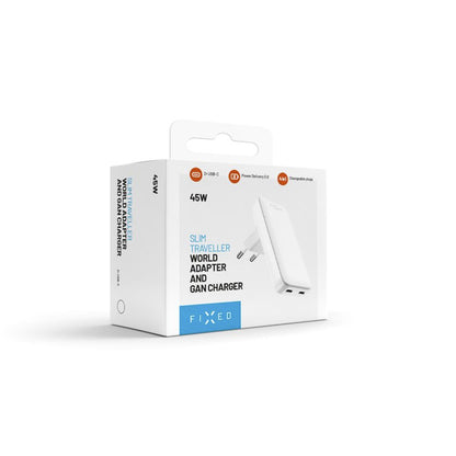 Chargeur Réseau Fixed Travel, 45W, 3A, 2 x USB-C, Blanc