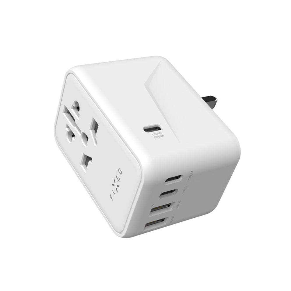 Netzladegerät Fixed Travel, 65W, 3.25A, 2 x USB-A - 3 x USB-C, Weiß
