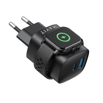 Chargeur Réseau HAVIT UC132 2en1, 22W, 3A, 1 x USB-A - 1 x USB-C, Noir